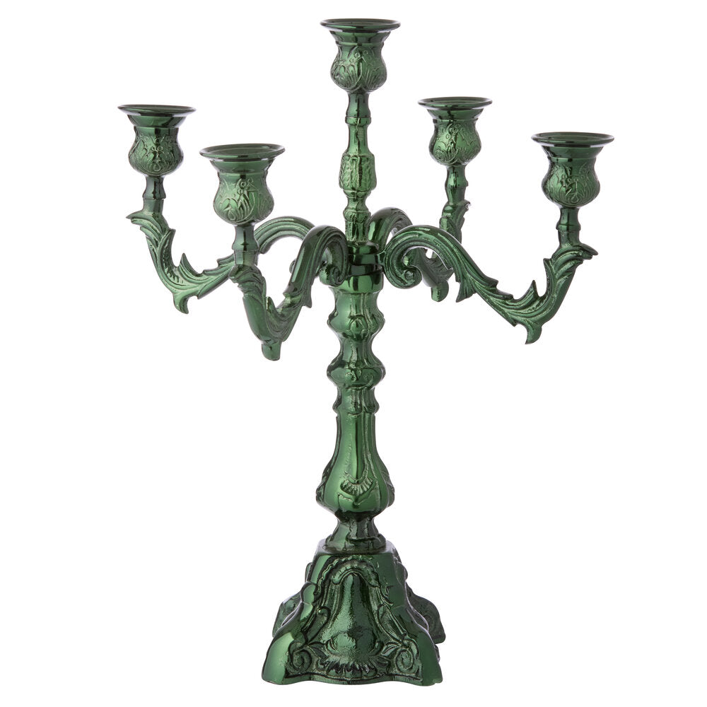 5 armet lysestage, grøn - H45 cm